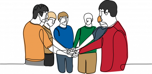 Group team huddle